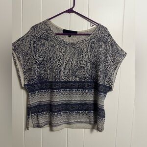 Blue and White Patterned Women's Top